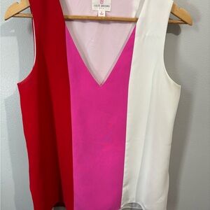 JB by Julie Brown Women's V-Neck Colorblock Tank - Red, Pink, White